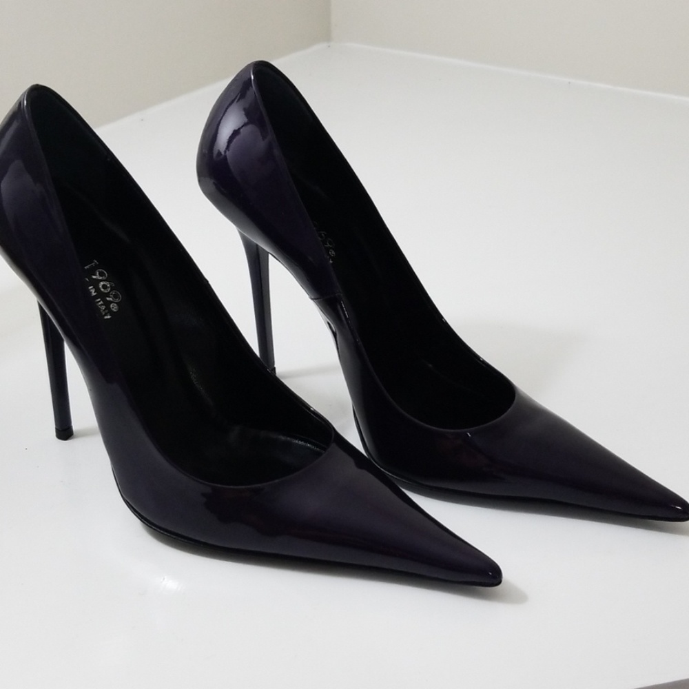 Women's Patent Pointed-Toe Stiletto Pumps in Deep Purple